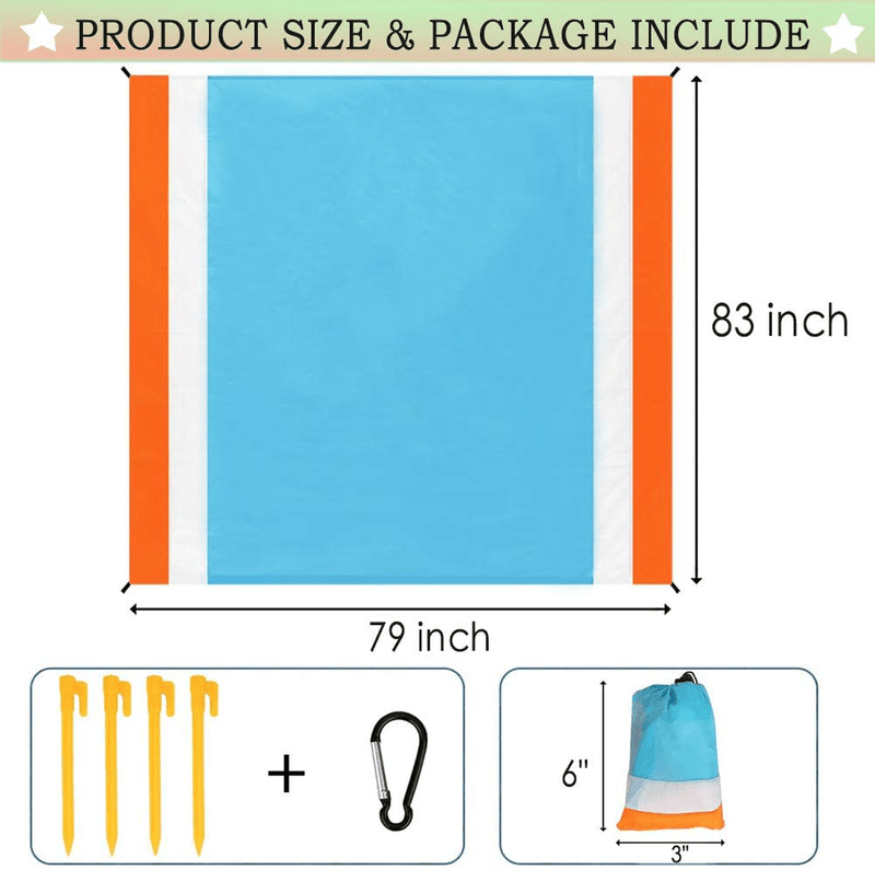 Beach Blanket Sandproof Beach Mat Sand Free Waterproof Oversized 79"X83" for 4-7 Adults Beach Blankets Outdoor Picnic Blankets Mat Waterproof Foldable for Travel Camping Hiking (Orange) Home & Garden > Lawn & Garden > Outdoor Living > Outdoor Blankets > Picnic Blankets AAWJSDM   