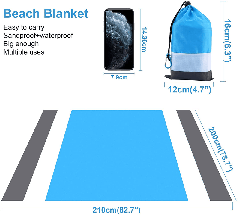 Beach Blanket Sandproof Beach Mat, Waterproof Sand Free Picnic Blankets, 79" X 83" Large Mats for 2-7 Adults, Outdoor Blanket for Travel, Camping, Hiking Home & Garden > Lawn & Garden > Outdoor Living > Outdoor Blankets > Picnic Blankets Mtcegi   