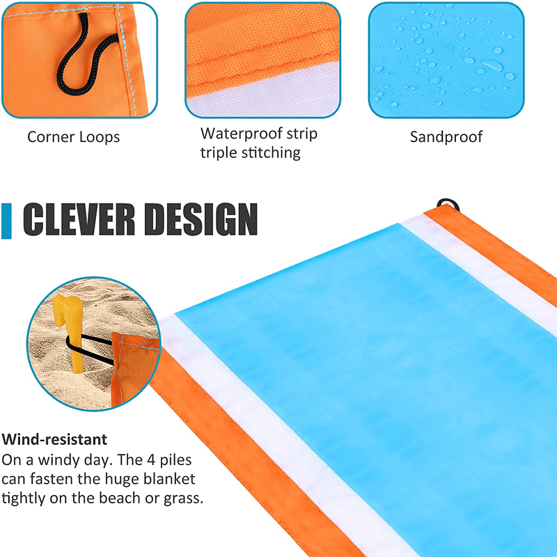 Beach Blanket Sandproof, Oversized Beach Mat 80" X 82" Suitable for 4-7 Adults, Waterproof Lightweight Picnic Mat for Travel, Camping, Hiking Home & Garden > Lawn & Garden > Outdoor Living > Outdoor Blankets > Picnic Blankets Uneam   