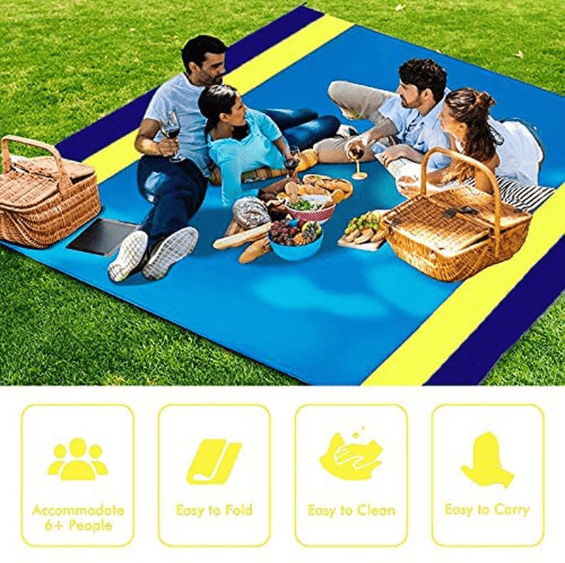 Beach Blanket Sandproof Oversized Waterproof ,Beach Mats 79"x98" Foldable Portable, Lightweight Picnic Blanket for 5~8 Adults, Washable Blankets with Stakes for Outdoor Travel,Camping,Hiking,Shading Home & Garden > Lawn & Garden > Outdoor Living > Outdoor Blankets > Picnic Blankets Sunny Lisa   