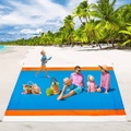 Beach Blanket Sandproof Oversized Waterproof ,Beach Mats 79"x98" Foldable Portable, Lightweight Picnic Blanket for 5~8 Adults, Washable Blankets with Stakes for Outdoor Travel,Camping,Hiking,Shading Home & Garden > Lawn & Garden > Outdoor Living > Outdoor Blankets > Picnic Blankets Sunny Lisa Orange,white and Bule  