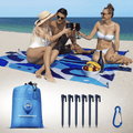 Beach Blanket Sandproof Waterproof - Italian Design - Beach Mat Sand Free Waterproof 79" x 83" with 6 Stakes and Zippered Pockets - Sand Free Beach Blankets for Camping, Picnic, Hiking and Festivals Home & Garden > Lawn & Garden > Outdoor Living > Outdoor Blankets > Picnic Blankets OUTDOORABLE Blue  