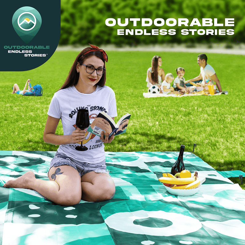 Beach Blanket Sandproof Waterproof - Italian Design - Beach Mat Sand Free Waterproof 79" x 83" with 6 Stakes and Zippered Pockets - Sand Free Beach Blankets for Camping, Picnic, Hiking and Festivals Home & Garden > Lawn & Garden > Outdoor Living > Outdoor Blankets > Picnic Blankets OUTDOORABLE   