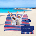 Beach Blanket, SCQAIZRX Foldable Picnic Blankets Waterproof Sandproof Beach Mat, Durable Portable Picnic Mat for Travel, Camping, Hiking Home & Garden > Lawn & Garden > Outdoor Living > Outdoor Blankets > Picnic Blankets SCQAIZRX Blue & Red Stripes  