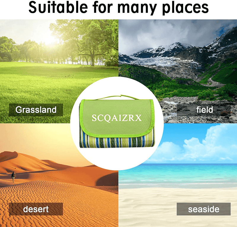 Beach Blanket, SCQAIZRX Foldable Picnic Blankets Waterproof Sandproof Beach Mat, Durable Portable Picnic Mat for Travel, Camping, Hiking Home & Garden > Lawn & Garden > Outdoor Living > Outdoor Blankets > Picnic Blankets SCQAIZRX   