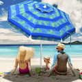 Beach Umbrella, 6.5ft Beach Umbrella with Sand Anchor & Tilt Mechanism, Portable UV 50+ Protection Beach Umbrella for Patio Garden Beach Outdoor,Sunshade Umbrella with Carry Bag