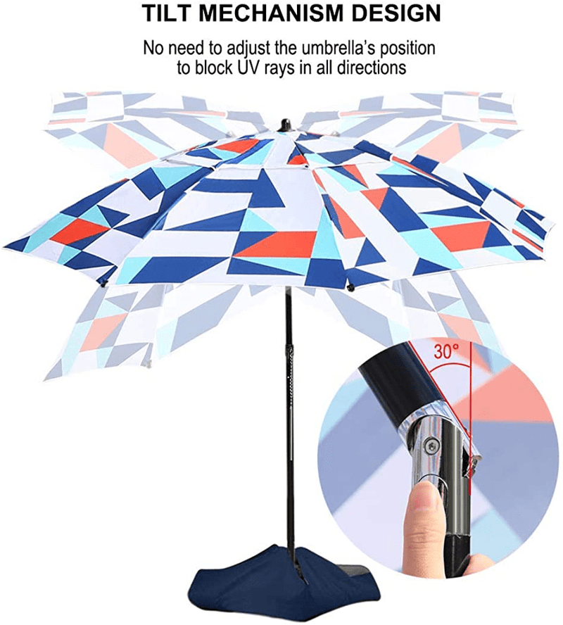 Beach Umbrella, TOTEBOX 7.5ft Portable Patio Sunshade Umbrella UPF 50+ Protection with Tilt Sand Anchor Carry Bag and Sand Bag for Yard and Pool Home & Garden > Lawn & Garden > Outdoor Living > Outdoor Umbrella & Sunshade Accessories TOTEBOX   