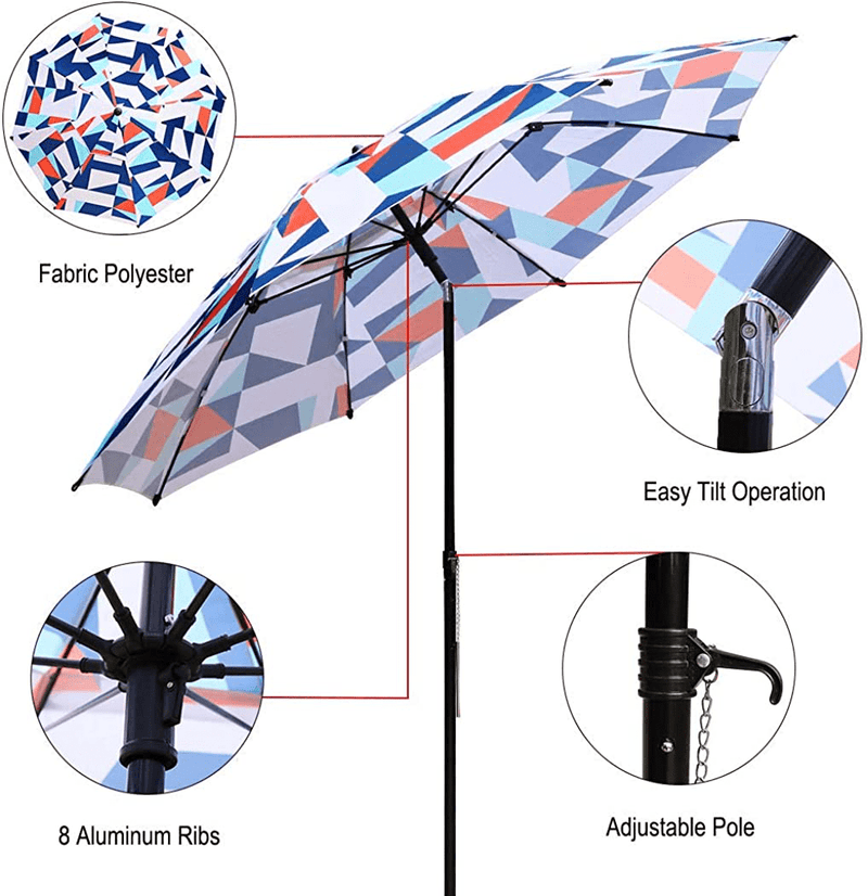 Beach Umbrella, TOTEBOX 7.5ft Portable Patio Sunshade Umbrella UPF 50+ Protection with Tilt Sand Anchor Carry Bag and Sand Bag for Yard and Pool Home & Garden > Lawn & Garden > Outdoor Living > Outdoor Umbrella & Sunshade Accessories TOTEBOX   