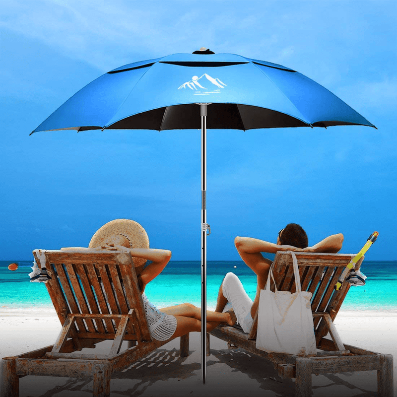 Beach Umbrella UPF50+,Umbrella with Sand Anchor & Tilt Aluminum Pole, Portable Beach Umbrella with Carry Bag for Beach Patio Garden Outdoor  BESROY   
