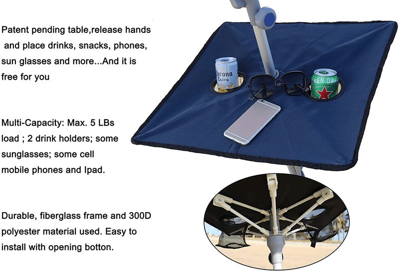 Beach Umbrella with All-in-One System,Including 7ft Umbrella(50+UPF), Foldable Base and Tray Table,Sand Anchor, 360° tilt,and Carry Bag,Perfect for Beach,Patio,Garden,Pool,Terrace and Park Home & Garden > Lawn & Garden > Outdoor Living > Outdoor Umbrella & Sunshade Accessories Sunfly   
