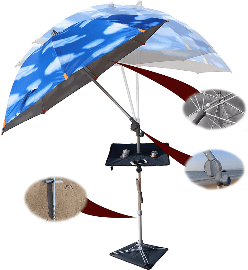Beach Umbrella with All-in-One System,Including 7ft Umbrella(50+UPF), Foldable Base and Tray Table,Sand Anchor, 360° tilt,and Carry Bag,Perfect for Beach,Patio,Garden,Pool,Terrace and Park Home & Garden > Lawn & Garden > Outdoor Living > Outdoor Umbrella & Sunshade Accessories Sunfly Default Title  