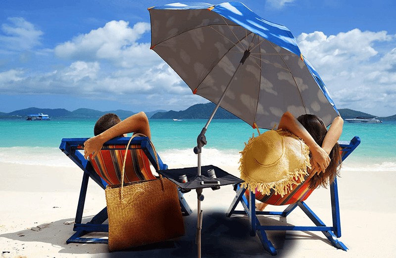 Beach Umbrella with All-in-One System,Including 7ft Umbrella(50+UPF), Foldable Base and Tray Table,Sand Anchor, 360° tilt,and Carry Bag,Perfect for Beach,Patio,Garden,Pool,Terrace and Park Home & Garden > Lawn & Garden > Outdoor Living > Outdoor Umbrella & Sunshade Accessories Sunfly   