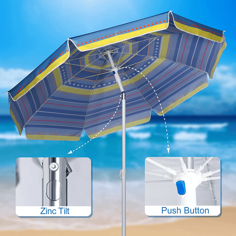 Beach Umbrellas with Sand Anchor,LUHAHALU 7 ft Outdoor Sunshade Portable Patio Umbrella with Carry Bag Heavy Duty Wind Resistant UV Protection for Sand Beach Garden Backyard (including Hanging Hook) Home & Garden > Lawn & Garden > Outdoor Living > Outdoor Umbrella & Sunshade Accessories LUHAHALU   