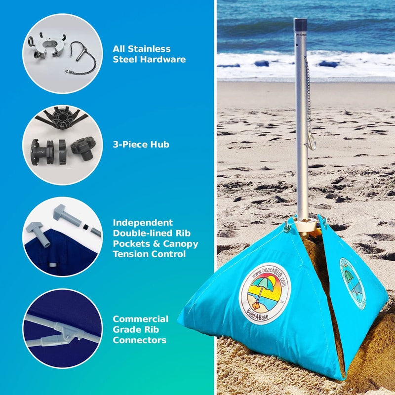 BEACHBUB ™ All-In-One Beach Umbrella System. Includes 7 ½' (50+ UPF) Umbrella, Oversize Bag, Base & Accessory Kit Sporting Goods > Outdoor Recreation > Winter Sports & Activities BEACHBUB   