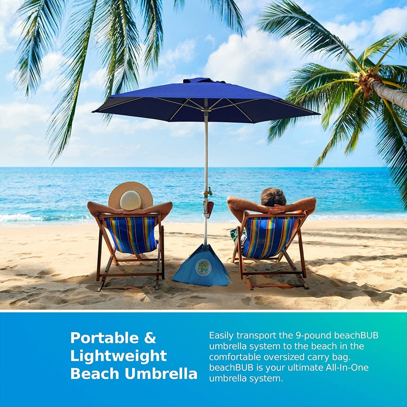 BEACHBUB ™ All-In-One Beach Umbrella System. Includes 7 ½' (50+ UPF) Umbrella, Oversize Bag, Base & Accessory Kit Sporting Goods > Outdoor Recreation > Winter Sports & Activities BEACHBUB   