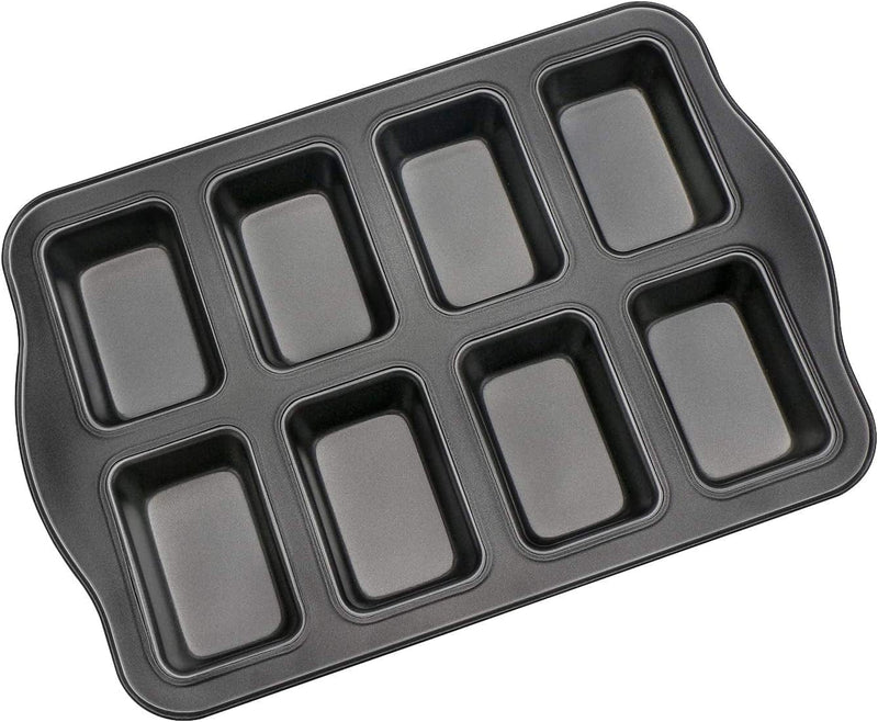 Beasea Brownie Pan with Dividers, 1 Set 12 Square Cavity Mini Cake Non Stick Baking Carbon Steel Bakeware Cupcake Bread Mold Small Bite Edge 3X4 Individual Cup Cutter Sheet Tray for Cookie Oven Cook Home & Garden > Kitchen & Dining > Cookware & Bakeware Beasea Black Miniloaf 8 Cup  