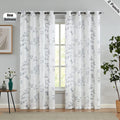 Beauoop Grommet Floral Semi Sheer Curtains 84 Inch Length for Living Room Bedroom Farmhouse Botanical Leaf Printed Rustic Linen Textured Panel Drapes Window Treatment, Set of 2, 50 Inch Wide,Blue/Gray Home & Garden > Decor > Window Treatments > Curtains & Drapes Beauoop Grey 50"x63"x2 