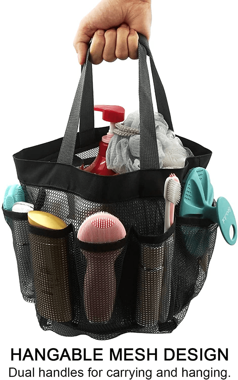 BEAUTAIL Mesh Shower Caddy Basket, Large Portable Hanging Bath Shower Tote Bag Organizer, with 8 Pockets for College Dorm Room Bathroom Toiletry Gym Travel Beach Swimming Camping, Grey Sporting Goods > Outdoor Recreation > Camping & Hiking > Portable Toilets & Showers BEAUTAIL   