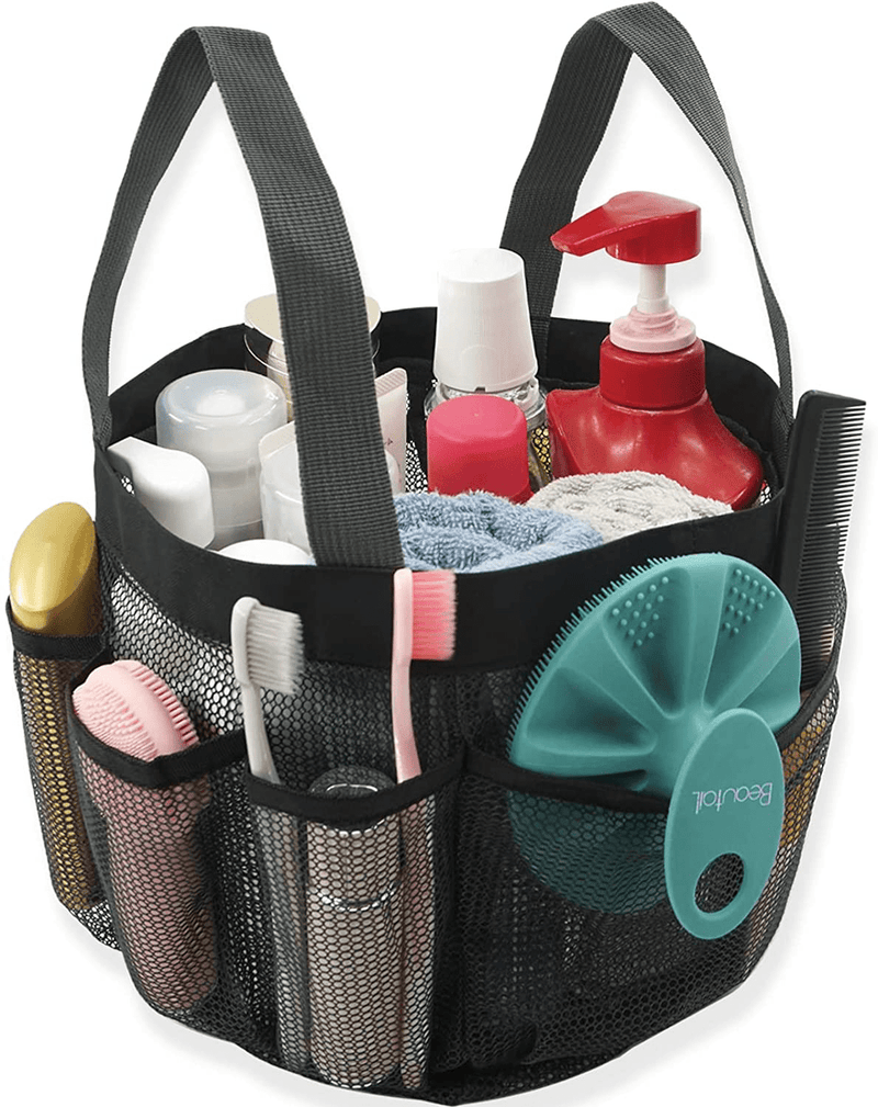 BEAUTAIL Mesh Shower Caddy Basket, Large Portable Hanging Bath Shower Tote Bag Organizer, with 8 Pockets for College Dorm Room Bathroom Toiletry Gym Travel Beach Swimming Camping, Grey Sporting Goods > Outdoor Recreation > Camping & Hiking > Portable Toilets & Showers BEAUTAIL Grey  