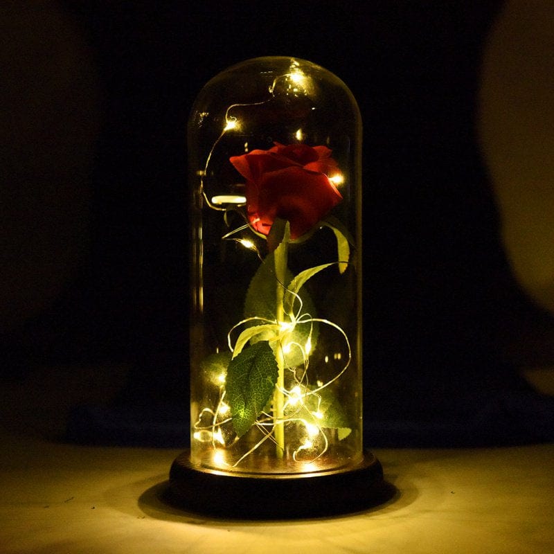 Beautiful and the Beast Enchanted Rose Glass Dome LED Light Valentine Day Gift Home & Garden > Decor > Seasonal & Holiday Decorations Funcee A1  