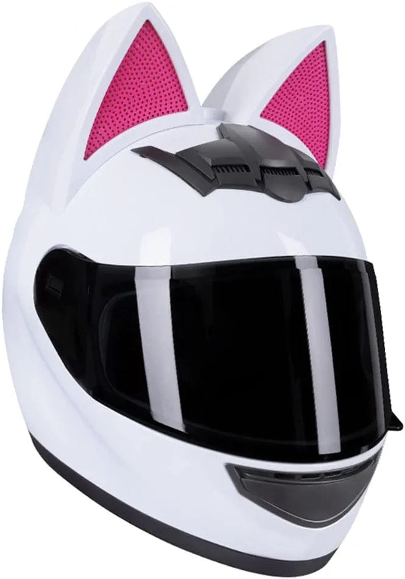 Beautiful Cool Full Face Motorcycle Helmet Cat Ear Flip up Front Cool Girl Locomotive Helmets with Visor for Adult Men Women DOT/ECE Certified Street Bicycle Racing Vespa Helmet Sporting Goods > Outdoor Recreation > Cycling > Cycling Apparel & Accessories > Bicycle Helmets Aanlun C X-Large 