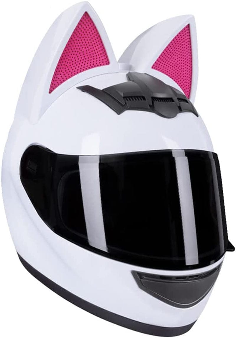 Beautiful Cool Full Face Motorcycle Helmet Cat Ear Flip up Front Cool Girl Locomotive Helmets with Visor for Adult Men Women DOT/ECE Certified Street Bicycle Racing Vespa Helmet Sporting Goods > Outdoor Recreation > Cycling > Cycling Apparel & Accessories > Bicycle Helmets Aanlun C Small 