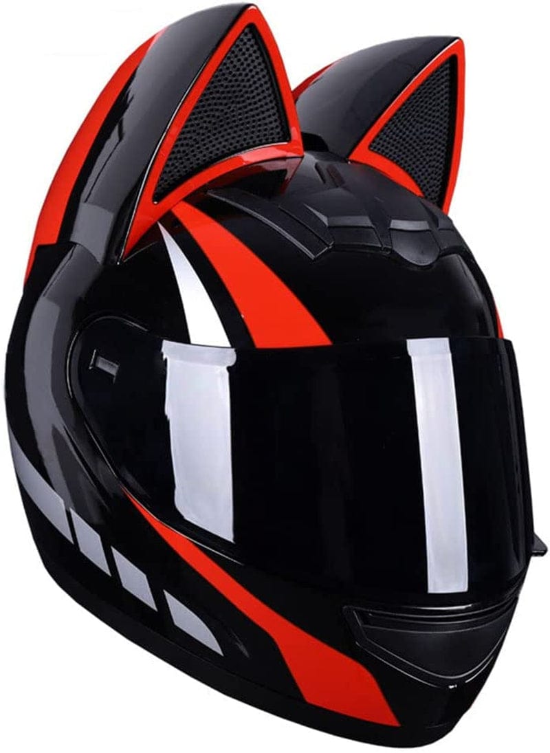 Beautiful Cool Full Face Motorcycle Helmet Cat Ear Flip up Front Cool Girl Locomotive Helmets with Visor for Adult Men Women DOT/ECE Certified Street Bicycle Racing Vespa Helmet Sporting Goods > Outdoor Recreation > Cycling > Cycling Apparel & Accessories > Bicycle Helmets Aanlun AND Medium 