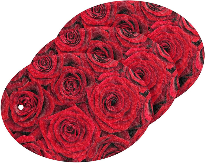 Beautiful Red Roses Kitchen Sponges Valentine'S Day Romantic Floral Cleaning Dish Sponges Non-Scratch Natural Scrubber Sponge for Kitchen Bathroom Cars, Pack of 3