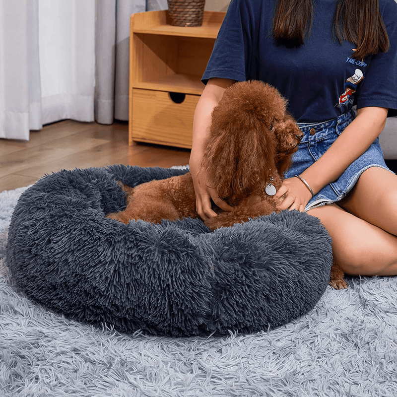 BEAUTYHB Calming Dog Bed, anti Anxiety round Fluffy Dog and Cat Sofa, Original Calming Dog Bed for Small Medium Large Pets, Warm and Washable Dog and Cat Bed Animals & Pet Supplies > Pet Supplies > Dog Supplies > Dog Beds BEAUTYHB   