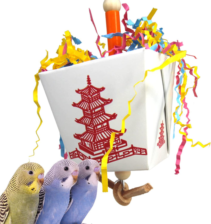 Bonka Bird Toys 3875 Take Out Small Medium Bird Toy Oyster Pail Treat Box Foraging Paper Chew Shred Cockatiel Parakeet Conures and Other Similar Birds