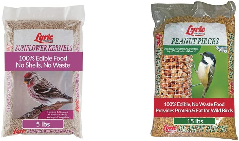 Lyric Sunflower Kernels Wild Bird Seed No Waste Bird Food Attracts Finches & More 25 Lb. Bag Animals & Pet Supplies > Pet Supplies > Bird Supplies > Bird Food Lyric Sunflower Kernels + Peanut Pieces Bird Seed 5 lb bag 