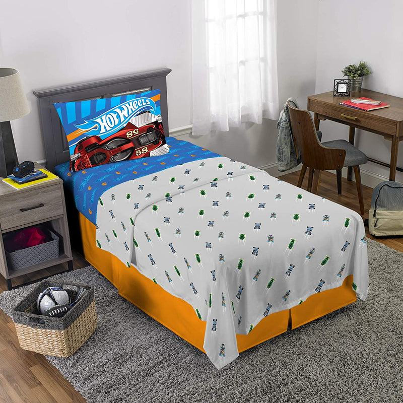 Franco Kids Bedding Super Soft Sheet Set, 3 Piece Twin Size, Hot Wheels