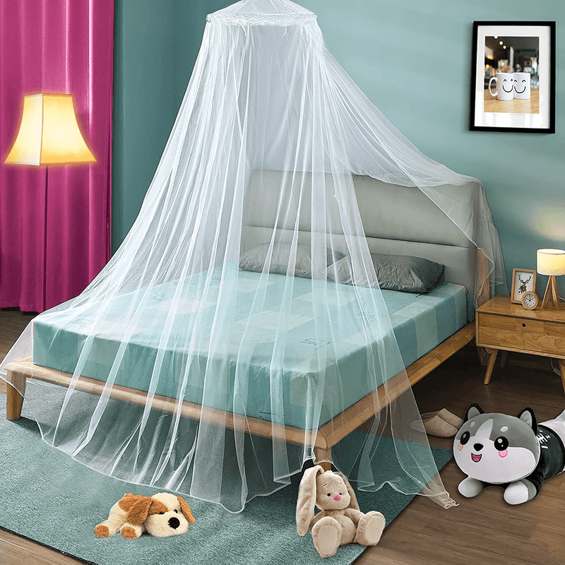 Bed Canopy Mosquito Net, King Size Sheer Bed Canopy Curtains Nets, Hanging Canopy Drapes for Single to King Size Beds, Dome round Hoop Canopy Curtain Netting for Adult Princess Bed Hammock Crib, Black Sporting Goods > Outdoor Recreation > Camping & Hiking > Mosquito Nets & Insect Screens Milky House White Large Dome 