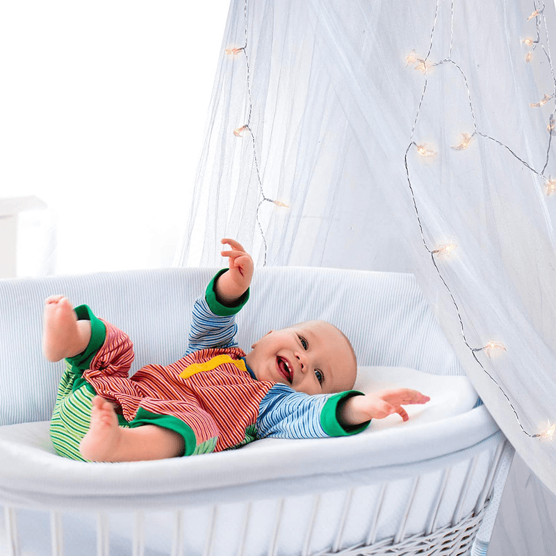 Bed Canopy Mosquito Net, Moon and Star String Light and Ceiling Hanger for Baby, Kids or Adults, Covering Baby Crib, Kid Bed, Girls Bed or Full Size Bed (White) Sporting Goods > Outdoor Recreation > Camping & Hiking > Mosquito Nets & Insect Screens Boao   