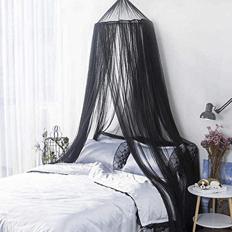 Bed Canopy Netting for Single to King Size, Mosquito Net Princess round Hoop Hanging Curtain Netting, round Hoop Sheer Fit Crib, Twin, Full, Queen(Black)