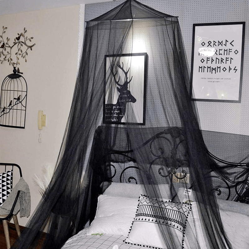 Bed Canopy Netting for Single to King Size, Mosquito Net Princess round Hoop Hanging Curtain Netting, round Hoop Sheer Fit Crib, Twin, Full, Queen(Black) Sporting Goods > Outdoor Recreation > Camping & Hiking > Mosquito Nets & Insect Screens MORDEN MS   