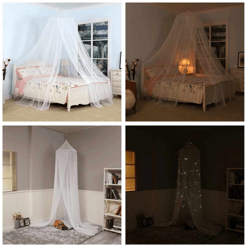 Bed Canopy with Fluorescent Stars Glow in Dark for Baby, Kids, Girls or Adults, Starry Night Mosquito Net Cover the Baby Crib, Kid Bed, Girls Bed or Full Size Bed, Made by Fire Retardant Fabric Sporting Goods > Outdoor Recreation > Camping & Hiking > Mosquito Nets & Insect Screens South To East   