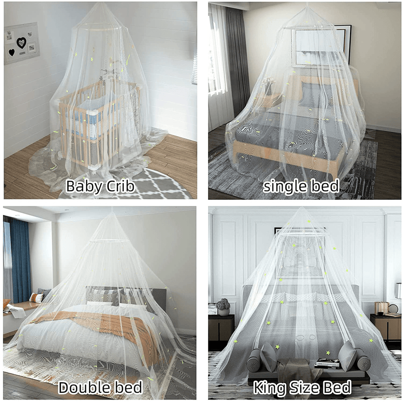 Bed Canopy with Twinkle Stars Glow in the Dark for Girls, Kids or Adults, Bed Mosquito Net with Colorful Flags, Stars String, Starry Night Canopy Bed Curtains for Kids Bed, or Single to King Size Beds Sporting Goods > Outdoor Recreation > Camping & Hiking > Mosquito Nets & Insect Screens Kelisiting   