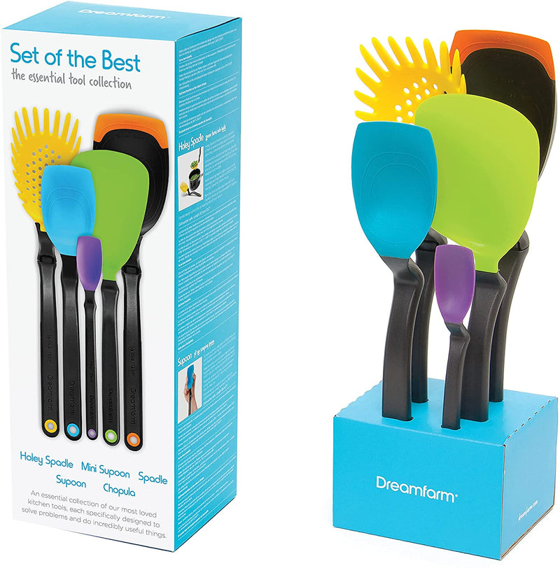 Dreamfarm Set of the Best | Non-Scratch Kitchen Utensils Set | Silicone Cooking Utensils Set | Chopula, Supoons & Spadles | Set of Non-Stick Kitchen Tools | Red Home & Garden > Kitchen & Dining > Kitchen Tools & Utensils Dreamfarm Assorted Colors  