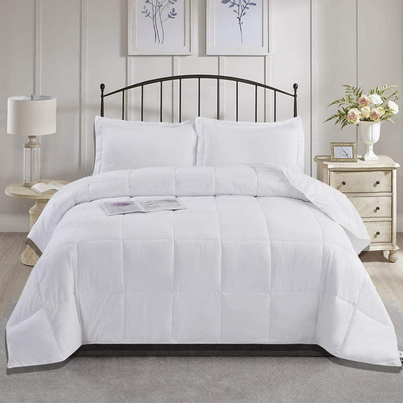 Bedream 3 Pieces Reversible Box Stitched down Alternative Comforter - Quilted Design - All Season Duvet Insert or Stand-Alone - 4 Corner Tabs - Breathable(C1) (Chocolate, Queen) Home & Garden > Linens & Bedding > Bedding > Quilts & Comforters Bedream White Twin 