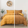 Bedream 3 Pieces Reversible Box Stitched down Alternative Comforter - Quilted Design - All Season Duvet Insert or Stand-Alone - 4 Corner Tabs - Breathable(C1) (Chocolate, Queen) Home & Garden > Linens & Bedding > Bedding > Quilts & Comforters Bedream Mustard Yellow King 