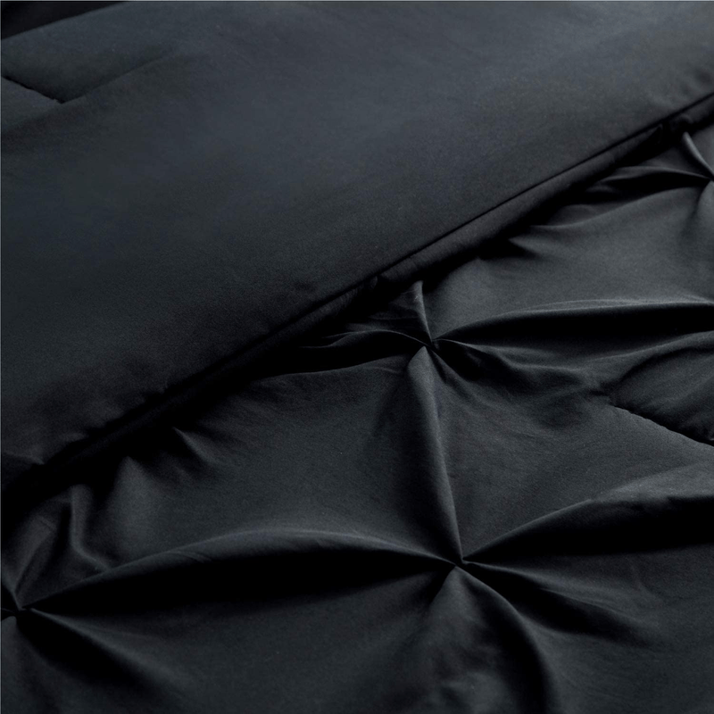 Bedsure Black Comforter Set Queen - Bed in A Bag 8 Pieces, Pinch Pleat Bedding Comforter Set for Queen Bed with Sheets
