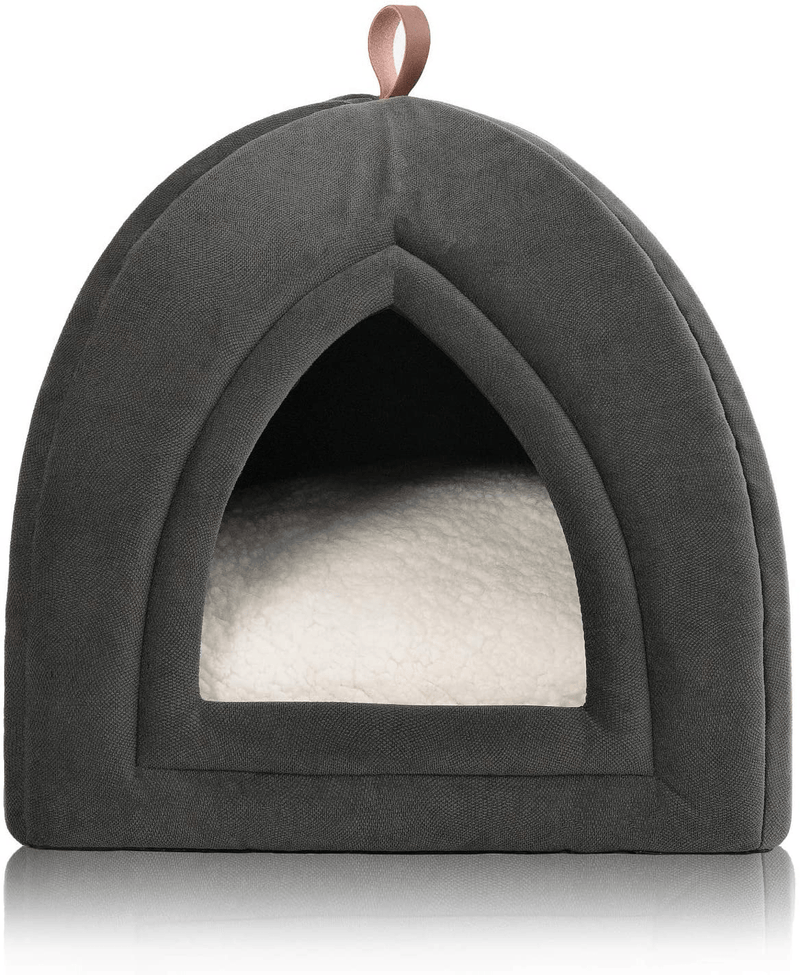 Bedsure Cat Bed for Indoor Cats, Cat Houses, Small Dog Bed - 15/19 Inches 2-In-1 Cat Tent, Kitten Bed, Cat Hut, Cat Cave with Removable Washable Cushioned Pillow, Outdoor Dog Tent Beds