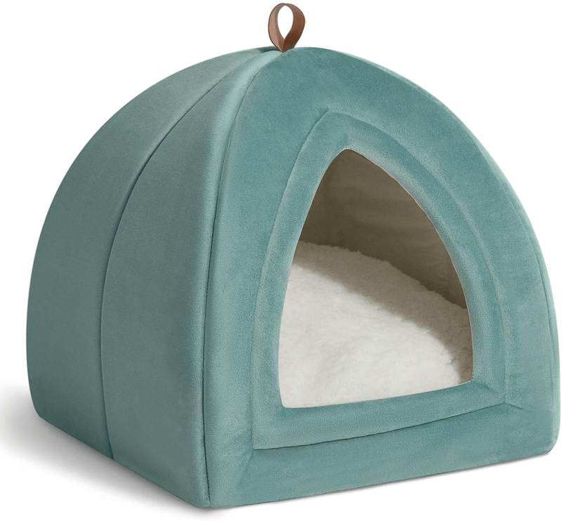 Bedsure Cat Bed for Indoor Cats, Cat Houses, Small Dog Bed - 15/19 Inches 2-In-1 Cat Tent, Kitten Bed, Cat Hut, Cat Cave with Removable Washable Cushioned Pillow, Outdoor Dog Tent Beds Animals & Pet Supplies > Pet Supplies > Cat Supplies > Cat Beds Bedsure Washed Blue S(15x15x15) 