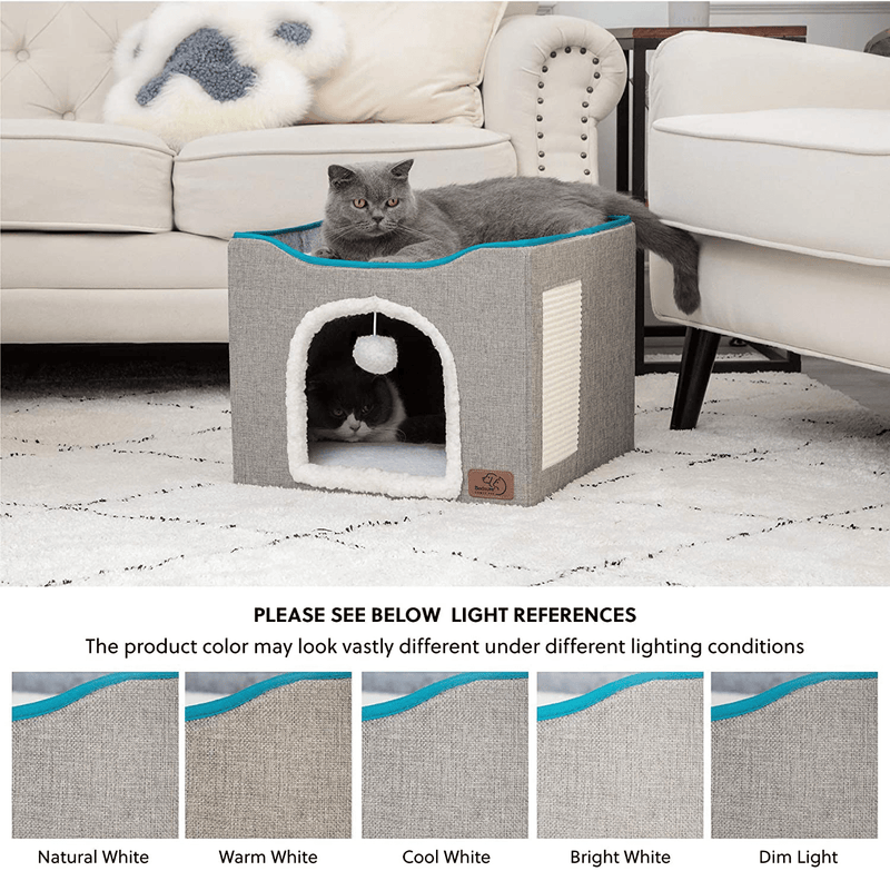Bedsure Cat Beds for Indoor Cats - Large Cat Cave for Pet Cat House with Fluffy Ball Hanging and Scratch Pad, Foldable Cat Hidewawy,16.5X16.5X14 Inches Animals & Pet Supplies > Pet Supplies > Cat Supplies > Cat Beds Bedsure   