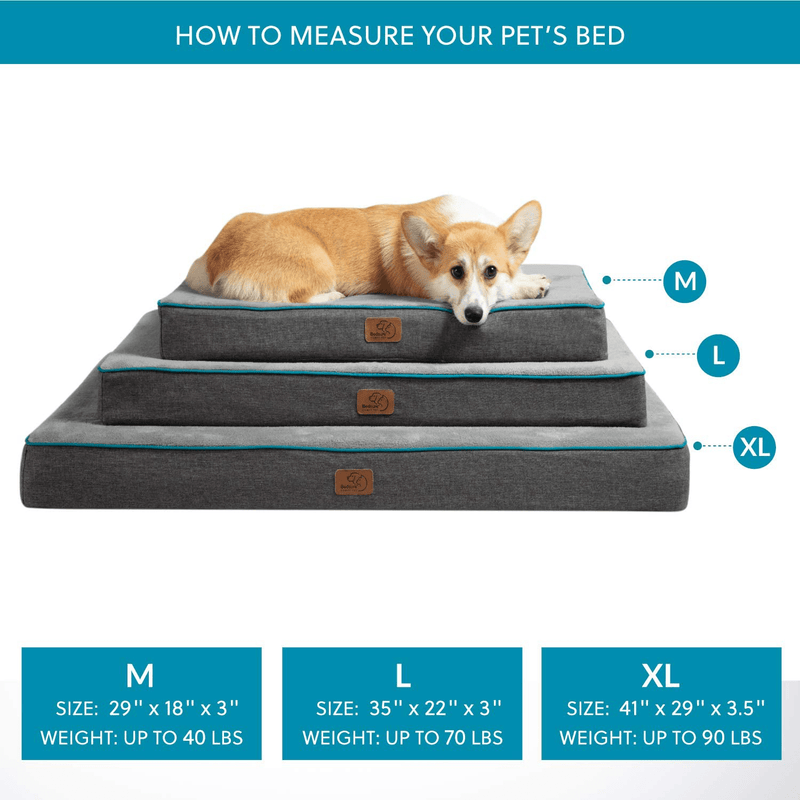 Bedsure Large Memory Foam Orthopedic Dog Bed - Washable Dog Crate Mat with Removable Cover and Waterproof Liner - Plush Flannel Fleece Top with Nonskid Bottom for Medium, Large and Extra Large Dogs Animals & Pet Supplies > Pet Supplies > Dog Supplies > Dog Beds Bedsure Comfy Pet   