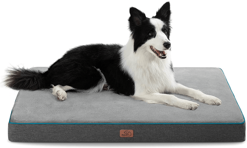 Bedsure Large Memory Foam Orthopedic Dog Bed - Washable Dog Crate Mat with Removable Cover and Waterproof Liner - Plush Flannel Fleece Top with Nonskid Bottom for Medium, Large and Extra Large Dogs Animals & Pet Supplies > Pet Supplies > Dog Supplies > Dog Beds Bedsure Comfy Pet Grey XL(41"x29"x3.5") 