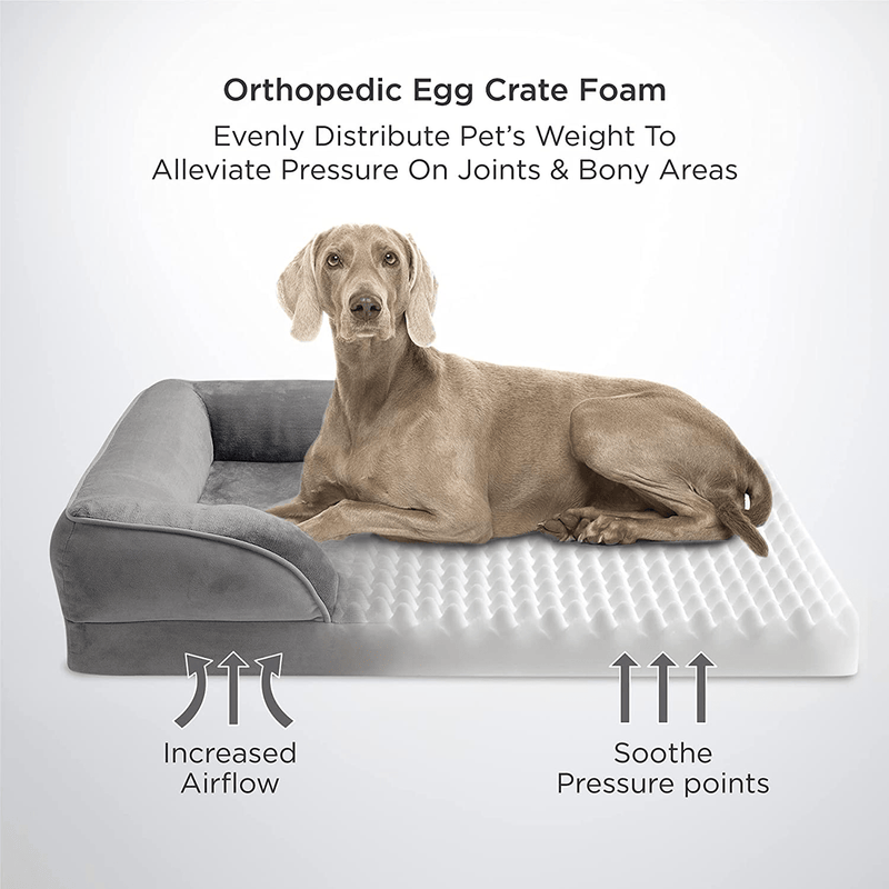 Bedsure Orthopedic Dog Bed, Bolster Dog Beds for Medium/Large/Extra Large Dogs - Foam Sofa with Removable Washable Cover, Waterproof Lining and Nonskid Bottom Couch Animals & Pet Supplies > Pet Supplies > Dog Supplies > Dog Beds Bedsure   