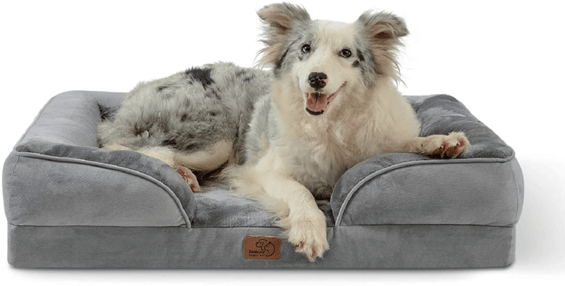 Bedsure Orthopedic Dog Bed, Bolster Dog Beds for Medium/Large/Extra Large Dogs - Foam Sofa with Removable Washable Cover, Waterproof Lining and Nonskid Bottom Couch Animals & Pet Supplies > Pet Supplies > Dog Supplies > Dog Beds Bedsure Grey L（35x25x7"） 