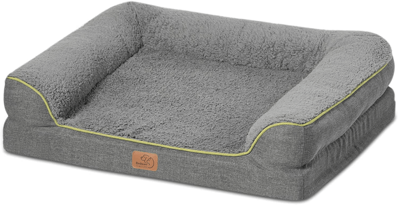 Bedsure Orthopedic Memory Foam Dog Bed - Dog Sofa with Removable Washable Cover & Waterproof Liner, Couch Dog Beds for Small, Medium, Large Pets up to 50/75/100 Lbs Animals & Pet Supplies > Pet Supplies > Dog Supplies > Dog Beds Bedsure Dark Grey Medium 